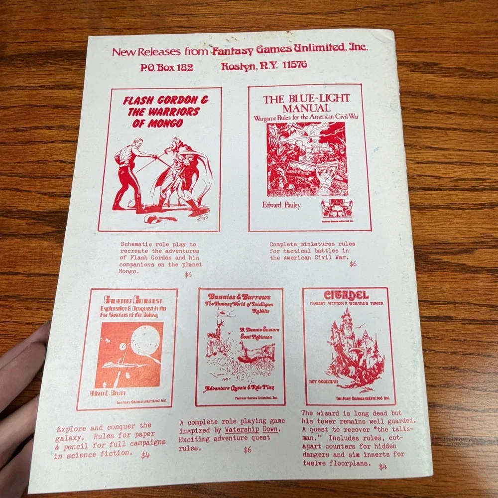 Wargaming Magazine No 2, 1977 Fantasy Games Unlimited Blue Vintage Simulation